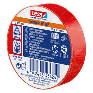 Nastro Isolante Certificato Rosso 10 mt x 15 mm - Conf. 10 pz