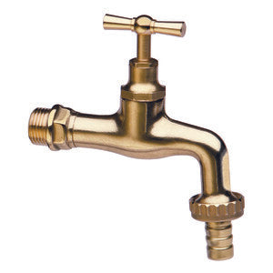 PL 355 - Rubinetto Curvo Ottone Lucido con Portagomma GR 1/2"