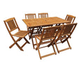 Set Tavolo e 6 Sedie Pieghevoli Legno Acacia Hongkong Acero