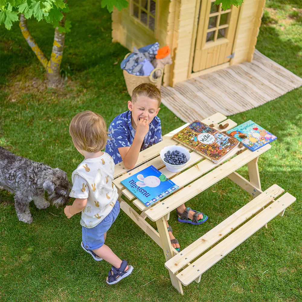 Tavolo in Legno per Bambini da Esterno con Panche | Abete | Panca 90 cm | Certificato EN-71 | Trasporto Incluso - MARKET PRIME SHOP