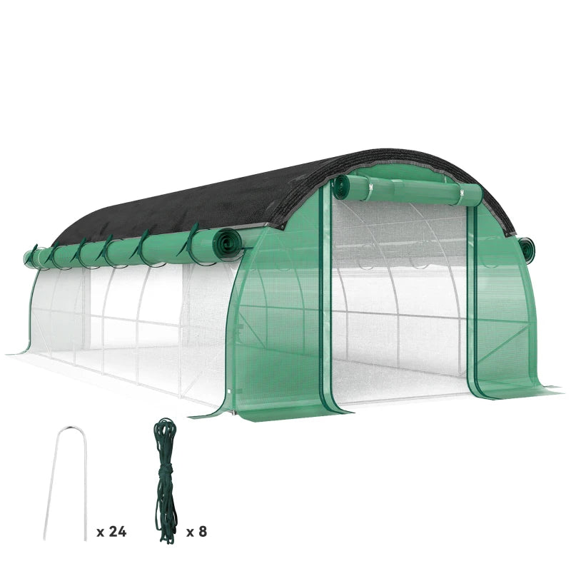 Serra a Tunnel Professionale 6x3x2 M Con Rete Parasole e Pareti Arrotolabili