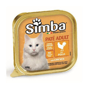 Monge Simba Cibo Umido Gatto Paté Pollo Vaschetta 100 g – Confezione 32 Pezzi