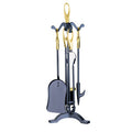 ART. CAP509964 C SET ATTREZZI CAMINO C/STAND 5 PZ ORO