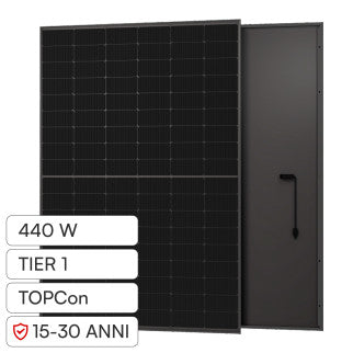 Pannello Solare Fotovoltaico 440W TOPCon Full Black – Efficienza 22,53% IP68 TIER 1